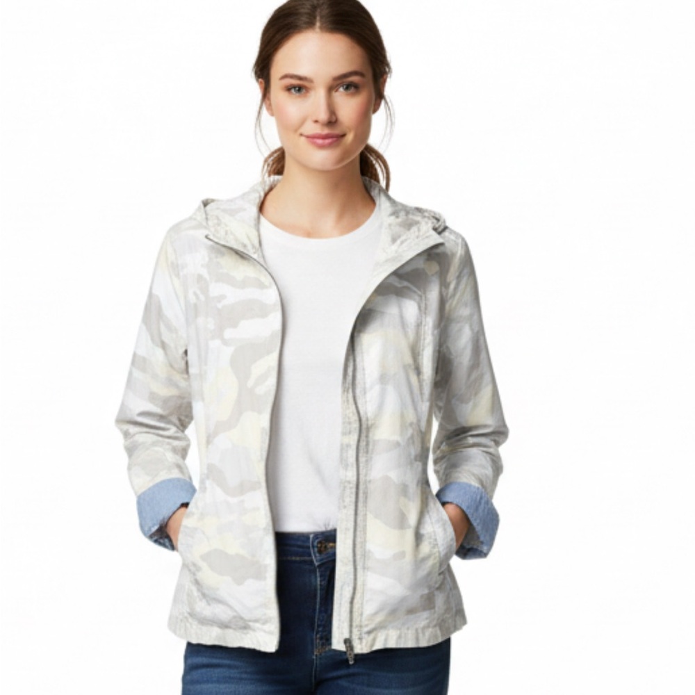 Tommy Hilfiger Women's White Camouflage Utility Jacket